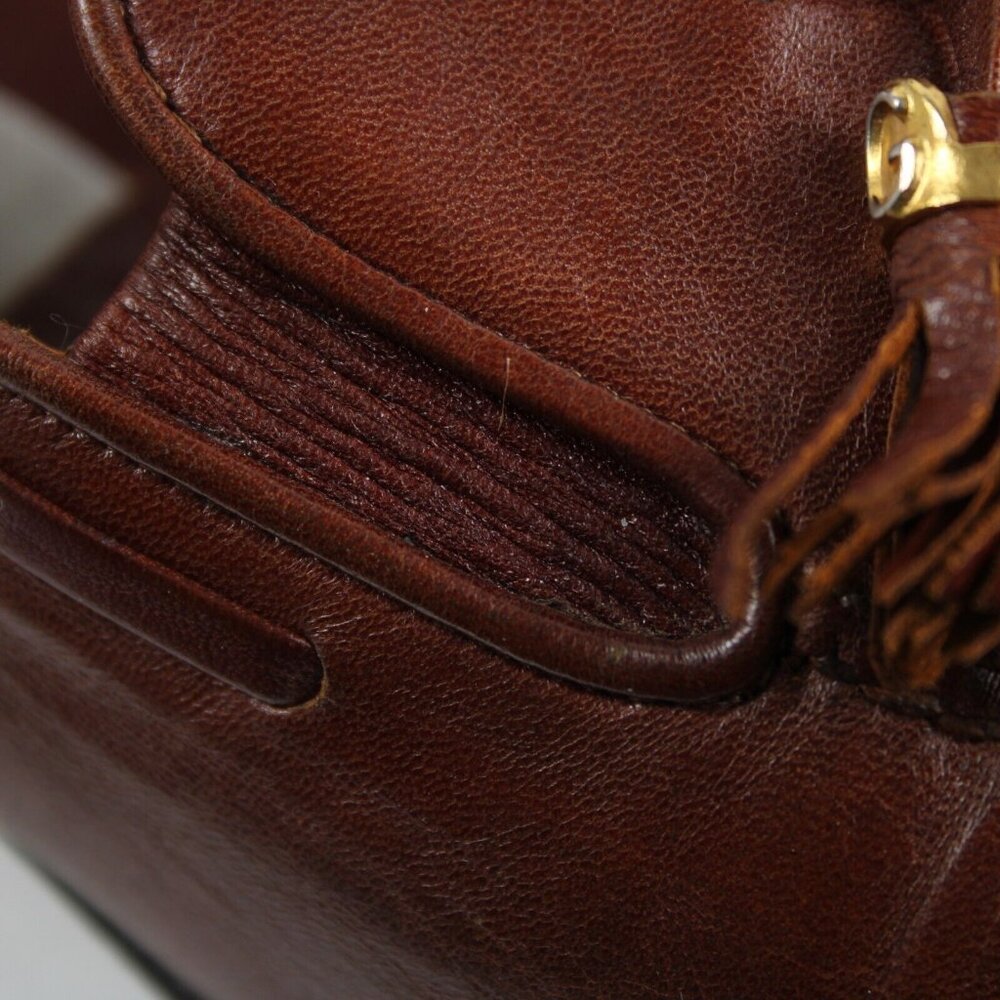 Gucci Sz 43.5? M Brown Tassle Leather Upper Fabric Inner Loafer Shoe - Picture 11 of 16